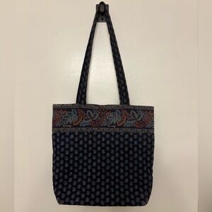 Vera Bradley Classic Navy Shoulder Bag Tote Vintage HARD TO FIND